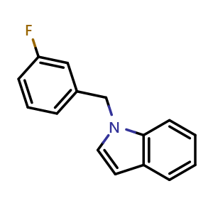 Chemical structure of 1-(3-Fluorobenzyl)-1H-indole , CAS 676442-98-1, AChemBlock L18706