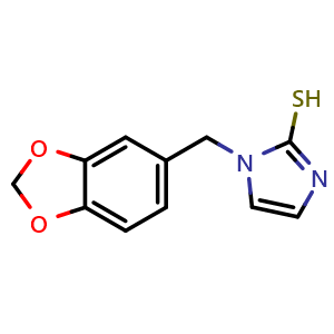 Chemical structure of 1-(1,3-benzodioxol-5-ylmethyl)-1H-imidazole-2-thiol , CAS 1105195-60-5, AChemBlock L18722
