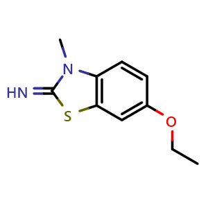 Chemical structure of 6-ethoxy-3-methyl-2,3-dihydro-1,3-benzothiazol-2-imine , CAS 73901-14-1, AChemBlock L18728