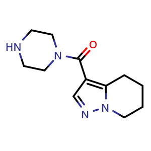Chemical structure of piperazin-1-yl(4,5,6,7-tetrahydropyrazolo[1,5-a]pyridin-3-yl)methanone , CAS 1832528-35-4, AChemBlock L18731