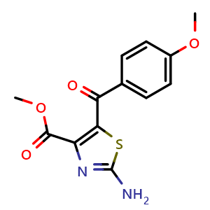 Chemical structure of Methyl 2-amino-5-(4-methoxybenzoyl)-1,3-thiazole-4-carboxylate , CAS 941868-48-0, AChemBlock L18744