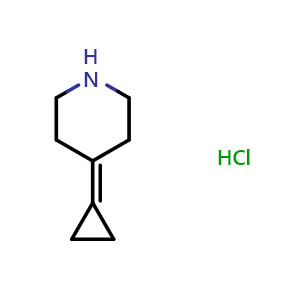 Chemical structure of 4-cyclopropylidenepiperidine hydrochloride , CAS 1949816-35-6, AChemBlock L18788