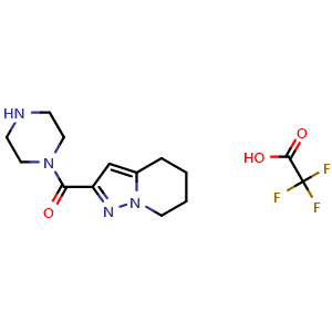 Chemical structure of piperazin-1-yl(4,5,6,7-tetrahydropyrazolo[1,5-a]pyridin-2-yl)methanone 2,2,2-trifluoroacetate , CAS 1949816-00-5, AChemBlock L18791