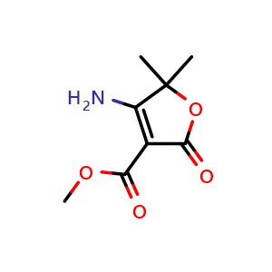 Chemical structure of methyl 4-amino-5,5-dimethyl-2-oxo-2,5-dihydrofuran-3-carboxylate , CAS 1936376-33-8, AChemBlock L18798