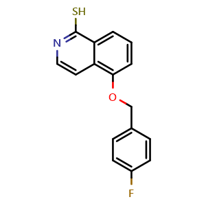 Chemical structure of 5-[(4-fluorobenzyl)oxy]isoquinoline-1-thiol , CAS 1204297-19-7, AChemBlock L18807