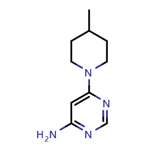 Chemical structure of 6-(4-methylpiperidin-1-yl)pyrimidin-4-amine , CAS 1314355-53-7, AChemBlock L18821
