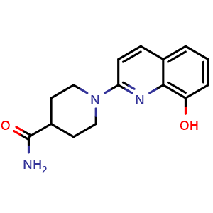 Chemical structure of 1-(8-Hydroxyquinolin-2-yl)piperidine-4-carboxamide , CAS 941868-39-9, AChemBlock L18826
