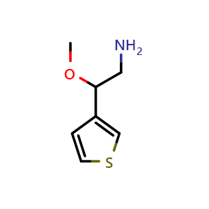Chemical structure of 2-methoxy-2-(thiophen-3-yl)ethan-1-amine , CAS 1250752-16-9, AChemBlock L18847