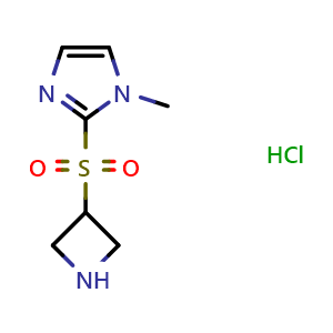 Chemical structure of 2-(azetidine-3-sulfonyl)-1-methyl-1H-imidazole hydrochloride , CAS 1823895-21-1, AChemBlock L18849
