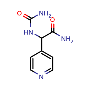 Chemical structure of 2-[(aminocarbonyl)amino]-2-pyridin-4-ylacetamide , CAS 1214715-81-7, AChemBlock L18851
