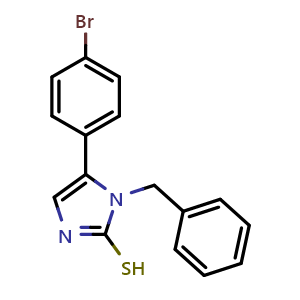 Chemical structure of 1-benzyl-5-(4-bromophenyl)-1H-imidazole-2-thiol , CAS 1105189-57-8, AChemBlock L18882