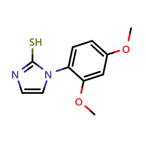 Chemical structure of 1-(2,4-Dimethoxyphenyl)-1H-imidazole-2-thiol , CAS 475997-84-3, AChemBlock L18883