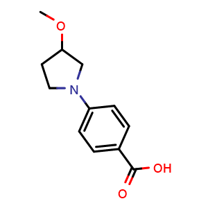 Chemical structure of 4-(3-Methoxypyrrolidin-1-yl)benzoic acid , CAS 1699005-09-8, AChemBlock L18885
