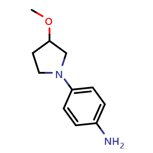 Chemical structure of 4-(3-methoxypyrrolidin-1-yl)aniline , CAS 1701884-87-8, AChemBlock L18905