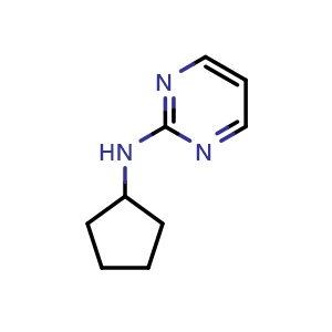 Chemical structure of N-cyclopentylpyrimidin-2-amine , CAS 419557-00-9, AChemBlock L18960