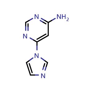 Chemical structure of 6-(1H-imidazol-1-yl)pyrimidin-4-amine , CAS 1221974-50-0, AChemBlock L19025