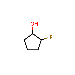 Chemical structure of 2-fluorocyclopentan-1-ol , CAS 1993-91-5, AChemBlock L19027