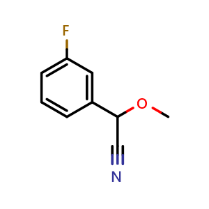 Chemical structure of 2-(3-Fluorophenyl)-2-methoxyacetonitrile , CAS 1478539-32-0, AChemBlock L19078