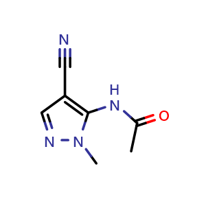 Chemical structure of N-(4-cyano-1-methyl-1H-pyrazol-5-yl)acetamide , CAS 5334-42-9, AChemBlock L19112