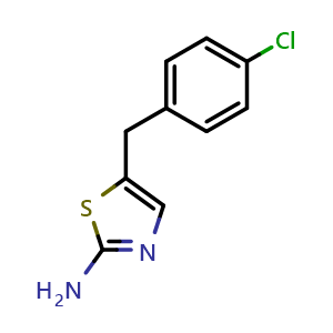 Chemical structure of 5-[(4-chlorophenyl)methyl]-1,3-thiazol-2-amine , CAS 290835-51-7, AChemBlock L19150