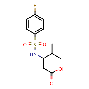 Chemical structure of 3-{[(4-Fluorophenyl)sulfonyl]amino}-4-methylpentanoic acid , CAS 440646-74-2, AChemBlock L19159