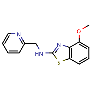 Chemical structure of 4-methoxy-N-(pyridin-2-ylmethyl)-1,3-benzothiazol-2-amine , CAS 1105195-04-7, AChemBlock L19160