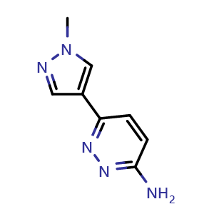 Chemical structure of 6-(1-methyl-1H-pyrazol-4-yl)pyridazin-3-amine , CAS 1185767-30-9, AChemBlock L19164