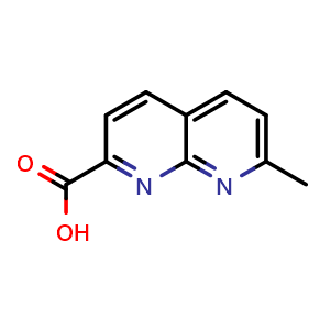 Chemical structure of 7-Methyl-1,8-naphthyridine-2-carboxylic acid , CAS 923689-18-3, AChemBlock L19178