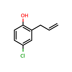 Chemical structure of 2-allyl-4-chloro-phenol , CAS 13997-73-4, AChemBlock L19203