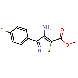 Chemical structure of methyl 4-amino-3-(4-fluorophenyl)-1,2-thiazole-5-carboxylate , CAS 82424-57-5, AChemBlock L19206
