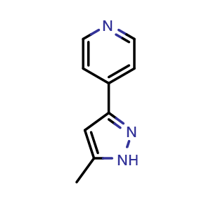 Chemical structure of 4-(5-methyl-1H-pyrazol-3-yl)pyridine , CAS 20007-63-0, AChemBlock L19209