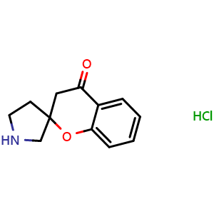 Chemical structure of spiro[chromane-2,3'-pyrrolidin]-4-one hydrochloride , CAS 1047655-65-1, AChemBlock L19213