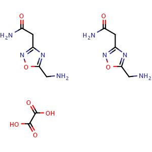 Chemical structure of 2-(5-(aminomethyl)-1,2,4-oxadiazol-3-yl)acetamide hemioxalate , CAS 1820639-54-0, AChemBlock L19220