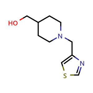 Chemical structure of (1-(thiazol-4-ylmethyl)piperidin-4-yl)methanol , CAS 1249588-01-9, AChemBlock L19229