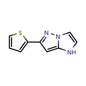 Chemical structure of 6-(thiophen-2-yl)-1H-imidazo[1,2-b]pyrazole , CAS 130598-89-9, AChemBlock L19232