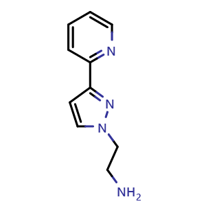 Chemical structure of 2-(3-(pyridin-2-yl)-1H-pyrazol-1-yl)ethan-1-amine , CAS 1300038-57-6, AChemBlock L19238