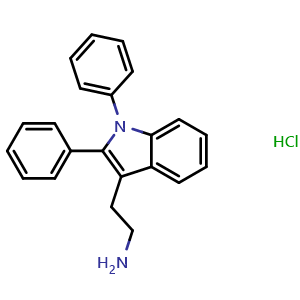 Chemical structure of 2-(1,2-diphenylindol-3-yl)ethanamine hydrochloride , CAS 1052537-40-2, AChemBlock L19239