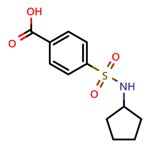 Chemical structure of 4-[(Cyclopentylamino)sulfonyl]benzoic acid , CAS 436089-84-8, AChemBlock L19252