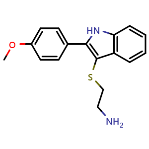 Chemical structure of (2-{[2-(4-Methoxyphenyl)-1H-indol-3-yl]thio}ethyl)amine , CAS 865546-50-5, AChemBlock L19267