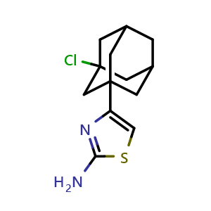 Chemical structure of 4-(3-Chloro-adamantan-1-yl)-thiazol-2-ylamine , CAS 28599-75-9, AChemBlock L19287