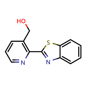 Chemical structure of [2-(1,3-benzothiazol-2-yl)pyridin-3-yl]methanol , CAS 539807-91-5, AChemBlock L19290