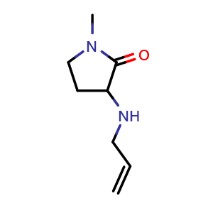 Chemical structure of 1-methyl-3-[(prop-2-en-1-yl)amino]pyrrolidin-2-one , CAS 1343805-37-7, AChemBlock L19296