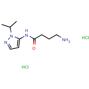 Chemical structure of 4-amino-N-(1-isopropyl-1H-pyrazol-5-yl)butanamide dihydrochloride , CAS 1573547-94-0, AChemBlock L19298