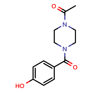 Chemical structure of 4-[(4-Acetylpiperazin-1-yl)carbonyl]phenol , CAS 206558-30-7, AChemBlock L19299