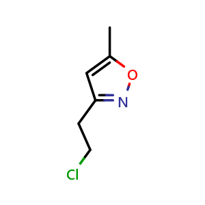Chemical structure of 3-(2-chloroethyl)-5-methyl-1,2-oxazole , CAS 14775-98-5, AChemBlock L19307