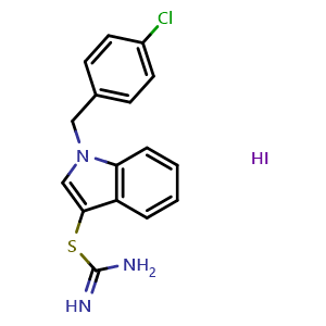 Chemical structure of 1-(4-Chlorobenzyl)-1H-indol-3-yl imidothiocarbamate hydroiodide , CAS 1049785-06-9, AChemBlock L19317