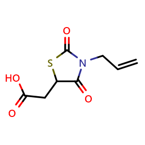 Chemical structure of (3-Allyl-2,4-dioxo-1,3-thiazolidin-5-yl)acetic acid , CAS 868212-21-9, AChemBlock L19329