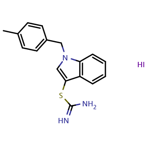 Chemical structure of 1-(4-Methylbenzyl)-1H-indol-3-yl imidothiocarbamate hydroiodide , CAS 1052409-40-1, AChemBlock L19332