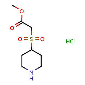 Chemical structure of methyl (piperidin-4-ylsulfonyl)acetate hydrochloride , CAS 1448125-24-3, AChemBlock L19344