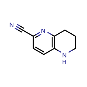 Chemical structure of 5,6,7,8-tetrahydro-1,5-naphthyridine-2-carbonitrile , CAS 1219022-67-9, AChemBlock L19358